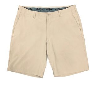 Ben Hogan Mens Chino Shorts Golf Beige Flat Front Polyester Size 38